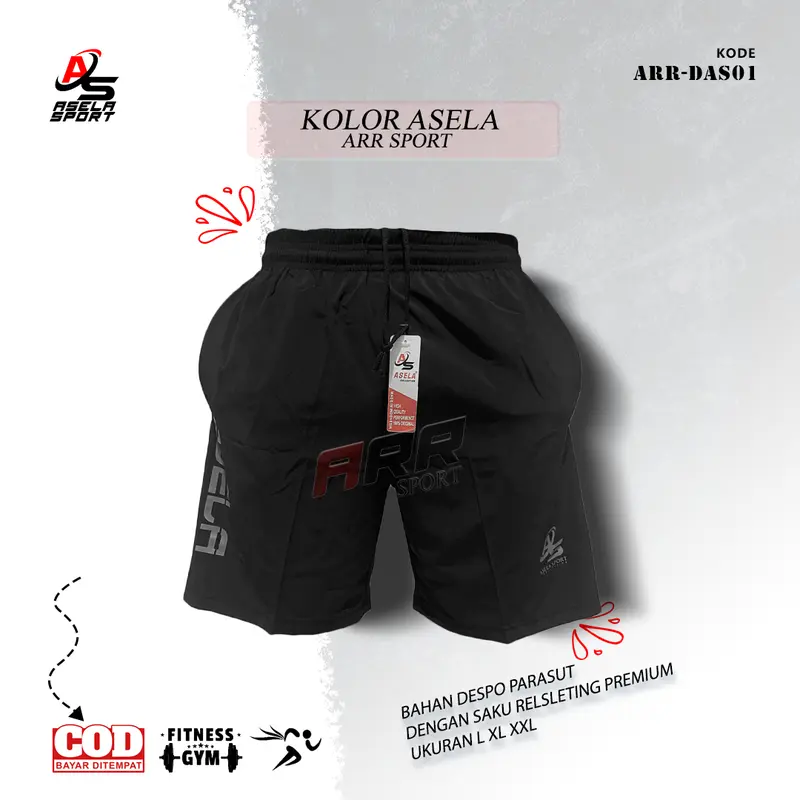 DAS01 Celana Pendek Despo Parasut Sport Elastis Dewasa Celana Pendek Hitam Pria 3