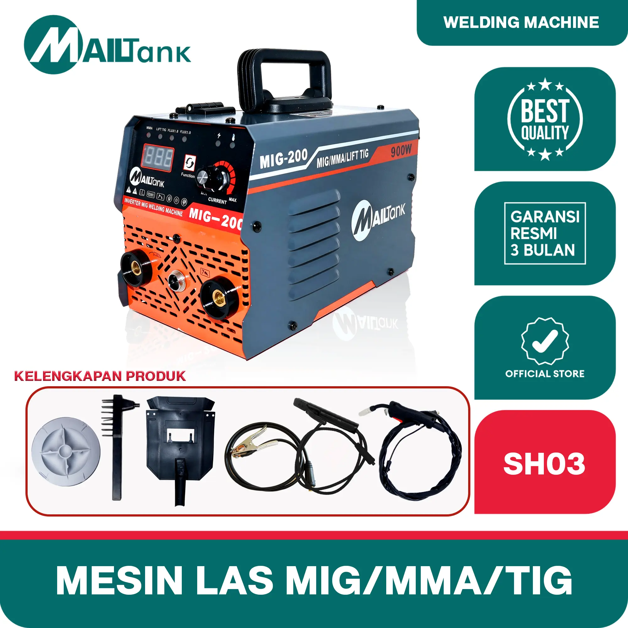 {LIVE} MAILTANK SH03 Mesin Las MIG-200 3 in 1 (MIG/MMA/LIFT TIG) 900W – MIG Welding Machine 2 in 1 – GARANSI RESMI 3 BULAN