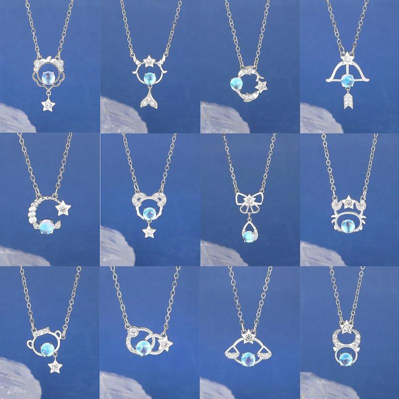 Vòng Cổ Mặt Dây Chuyền Zircon, Thời Trang, Thiết Kế Cung Hoàng Đạo, Dành Cho Phụ Nữ, Màu Bạc Ins, Quà Tặng Tinh Xảo Cho Sinh Nhật Bạn Bè