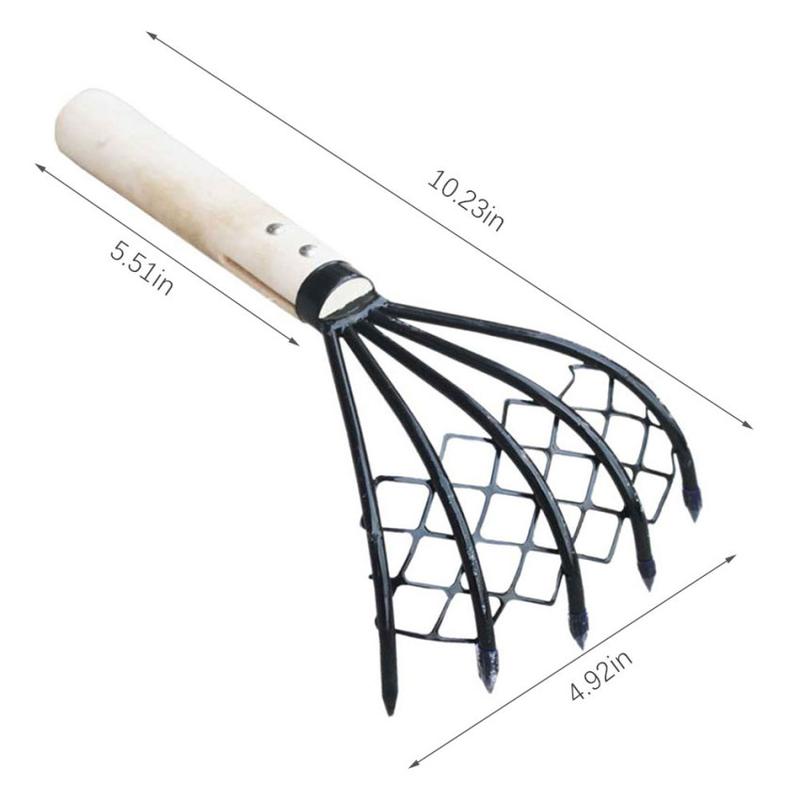 Clam Rake With Net Dig Seafood Conch 5 Claw Clam Rake Home Weeding ...