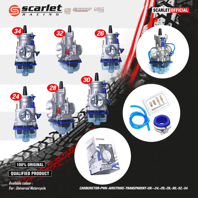 Scarlet Racing - Karburator Karbu Motor  Carburetor Racing Airstrike PWK 24 26 28 30 32 34 Foto Jet Kendaraan Mesin 3