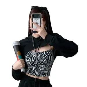 Hoodie Setegah Badan Hoodie Cewe Seksi Hoodie Serut Legan panjang Warna Polos Wanita Atasan Serut Pullover Harajuku Hoodie Super Pendek Punggung Depan Terbuka Potongan Seksi Hoodie Kekinian Hoodie Terbaru Polos Hitam Putih Lembut Nyaman Sweater Tangan