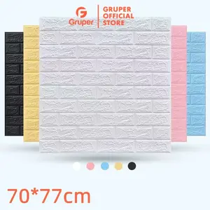 Gruper-- MURAH! paket 10 pcs Wallpaper Busa 3D Motif Bata Anti Air 70 X 77 Cm-menghias dinding