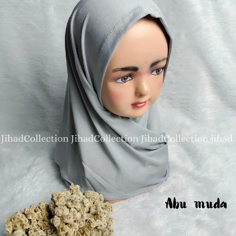 Jilbab Segitiga Instant Jersey anak 4-8thn || hijab instant segitiga Muslim 4
