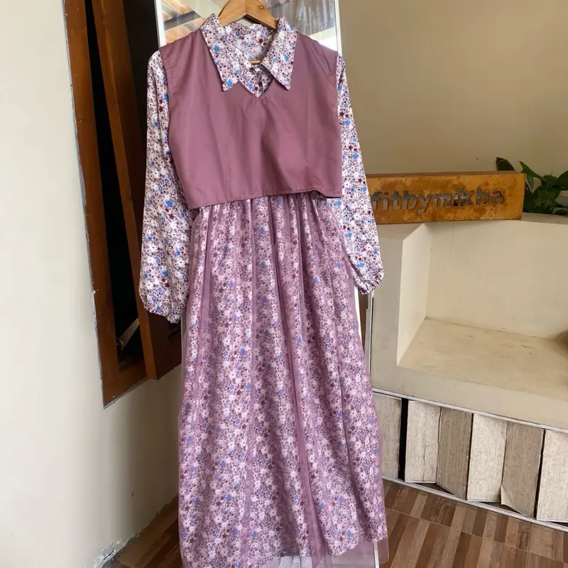 Humaira Set Midi Dress Katun | Dress Pesta | Dress Tile | Dress Brukat | Dress Lebaran