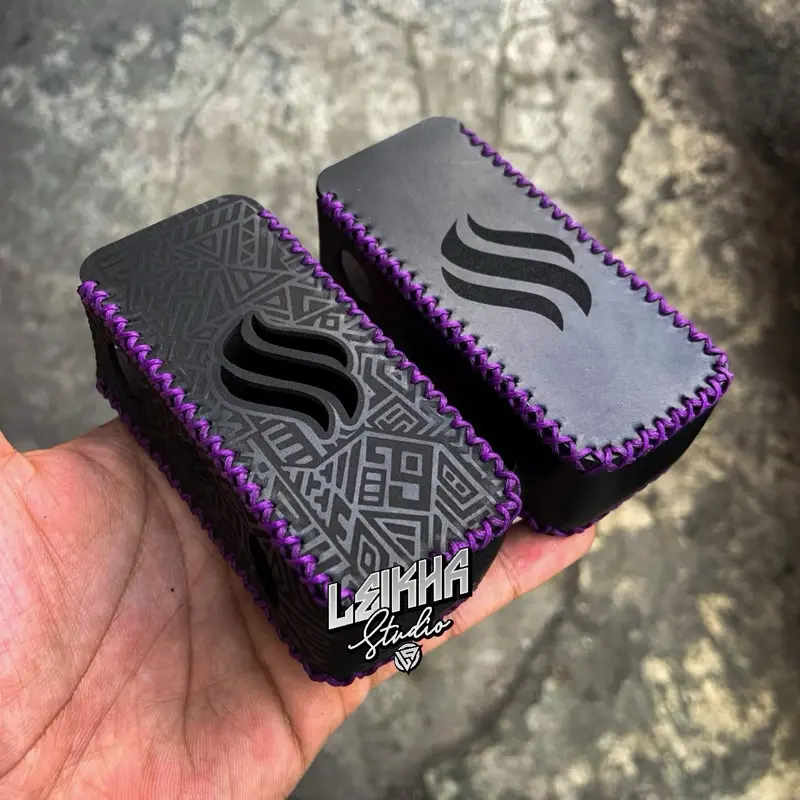 Leather Sleeve T99 Kulit Hitam Motif Aztec & Polos Logo Benang Ungu