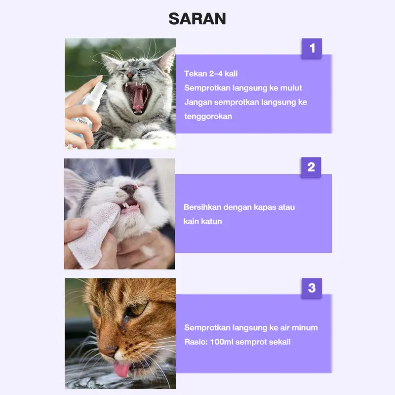 Petcho Semprotan Oral Hewan Peliharaan Obat Kumur Kucing Penyegar Napas Kucing Semprotan Penyegar Napas Anjing Membasmi Bakteri Hilangkan Bau 100ML 2