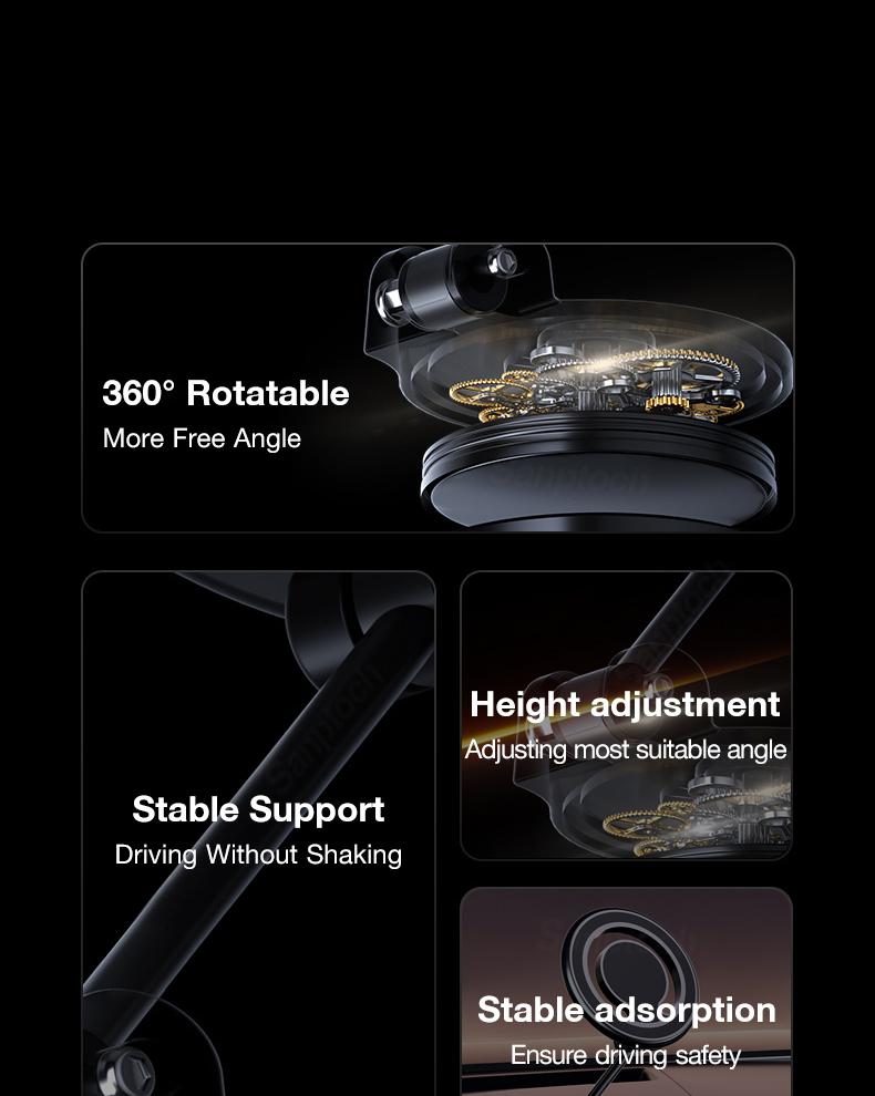 Product Introduction of Sanptoch For Magsafe Foldable Car Mount 360°Rotatable Adjustable Magnetic Phone Holder For iPhone 14 13 12 Pro Max Mini Alloy Cellphone Holder For Car 6