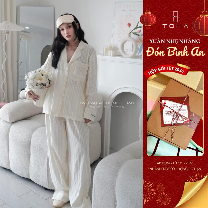 BESTSELLER Toha Homewear Bộ Đồ Ngủ Kẻ Sọc Pijama Nữ Form Siêu Rộng Until Tomorrow