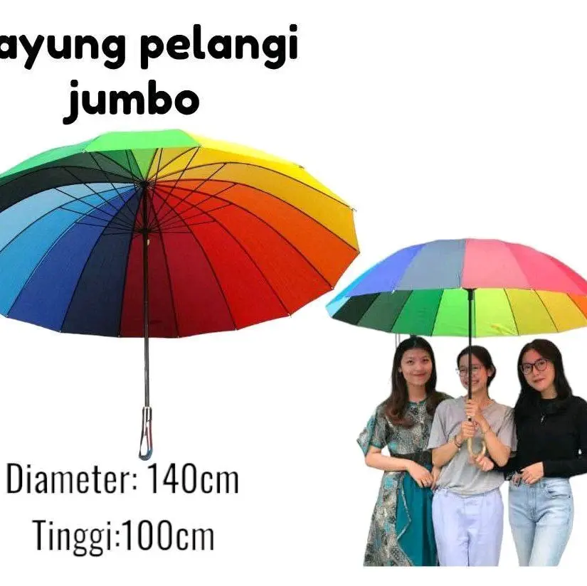 PROMO PAYUNG PELANGI JUMBO BISA MUAT BERTIGA  Besi