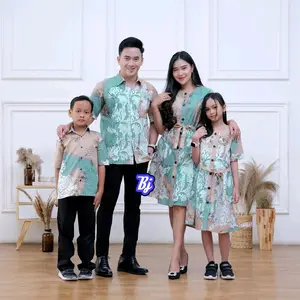 Batik Couple Keluarga Dress Batik Couple Dress Anak Modern Set Pakaian Couple Baju Sarimbit Dewasa Katun Ibu