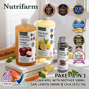 Nutrifarm Paket 3 in 1 Cuka Apel 500ml Sari Lemon 500ml dan Chia Seed 70g