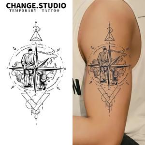 รอยสักเข็มทิศ ครอบครัวพ่อและลูกชาย รอยสักชั่วคราว ติดทนนาน 15 วัน กันน้ำและทนต่อการสะท้อนแสง สติ๊กเกอร์รอยสัก