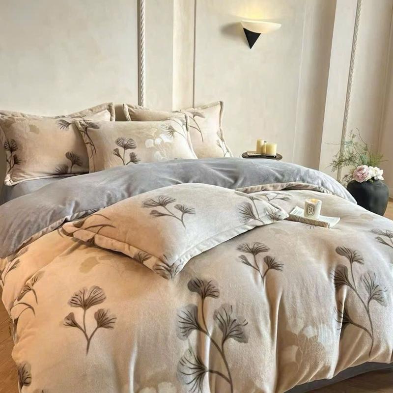 Bộ chăn ga nỉ nhung sữa 2025 ĐÃ BAO GỒM RUỘT CHĂN ấm áp mềm mịn - Set 4 món CHĂN GA GỐI KÈM RUỘT CHĂN THU ĐÔNG