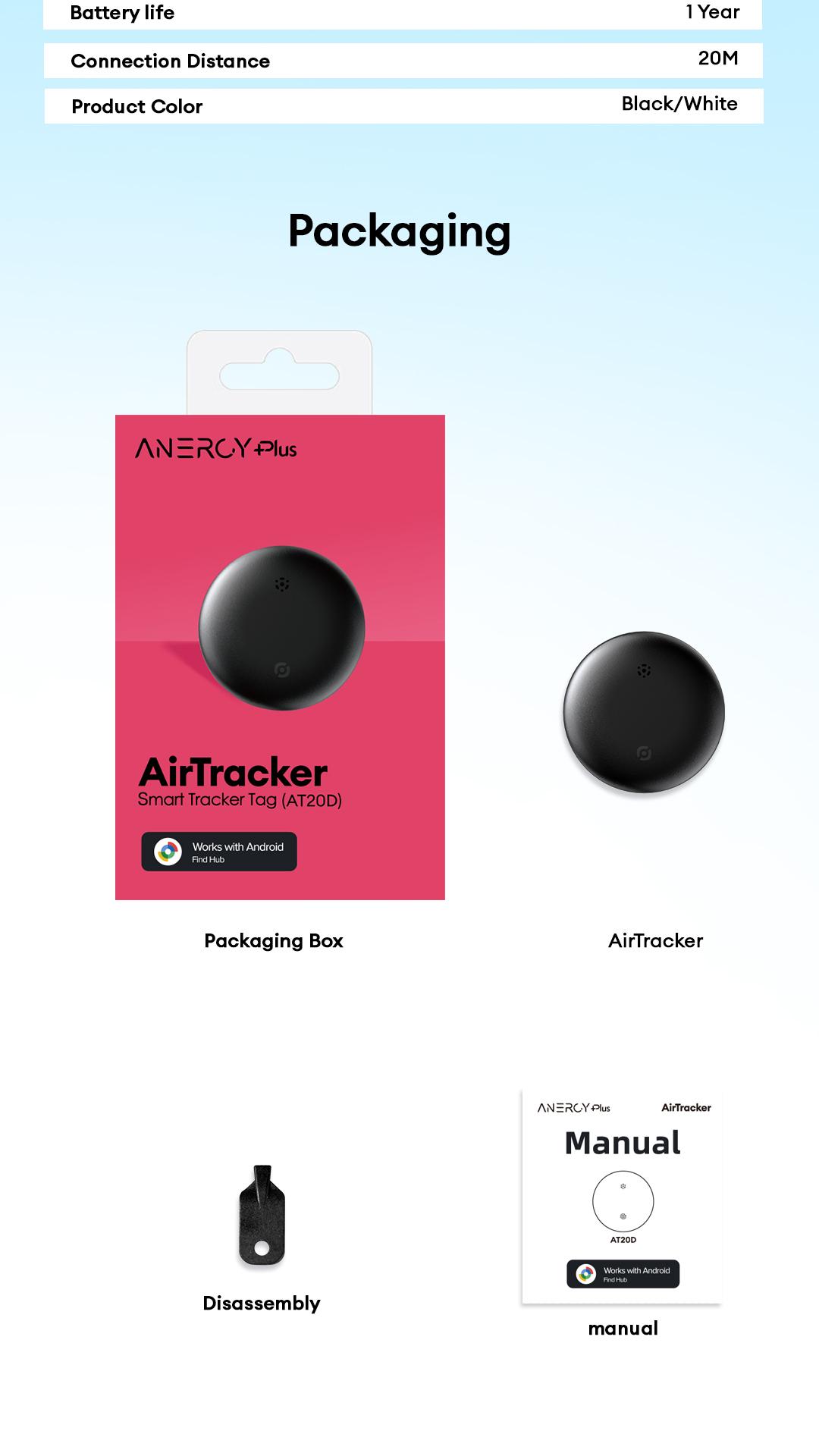 [Android Compatible] Airbot Anergy+ Tracker Tag AT20D | Black & White Product