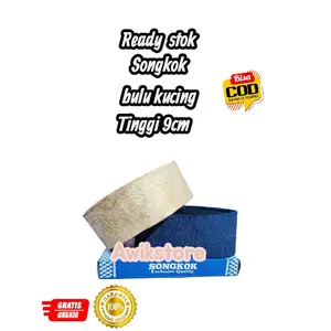 peci songkok motif bulu kucing tinggi 9cm pria Dewasa Muslim