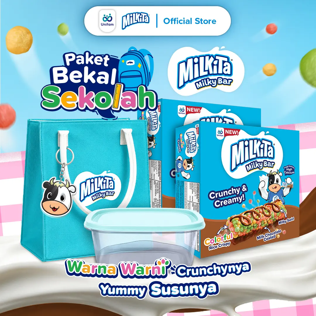 Paket Bekal Sekolah Milkita Milky Bar Snack Susu Asli Rasa Coklat - 2 Box Isi 5 Pcs