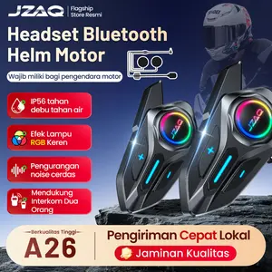 JZAQ Intercom Helm Motor Headset Helm Bluetooth/intercom 2 orang/intercom helm/IP67 waterproof/Bisa terhubung dengan merek lain/FM/Baterai Jarak Interkom hingga 500M A26 (2PC)