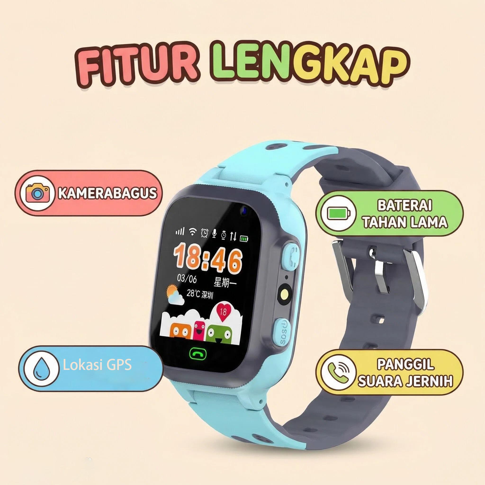 【Laris Manis】【Tiktok] (70%off)[READY]  Smart Watch Jam Tangan Anak dengan Telepon - Smartwatch Anak GPS Digital Anti Air / Jam Tangan Pintar Anak