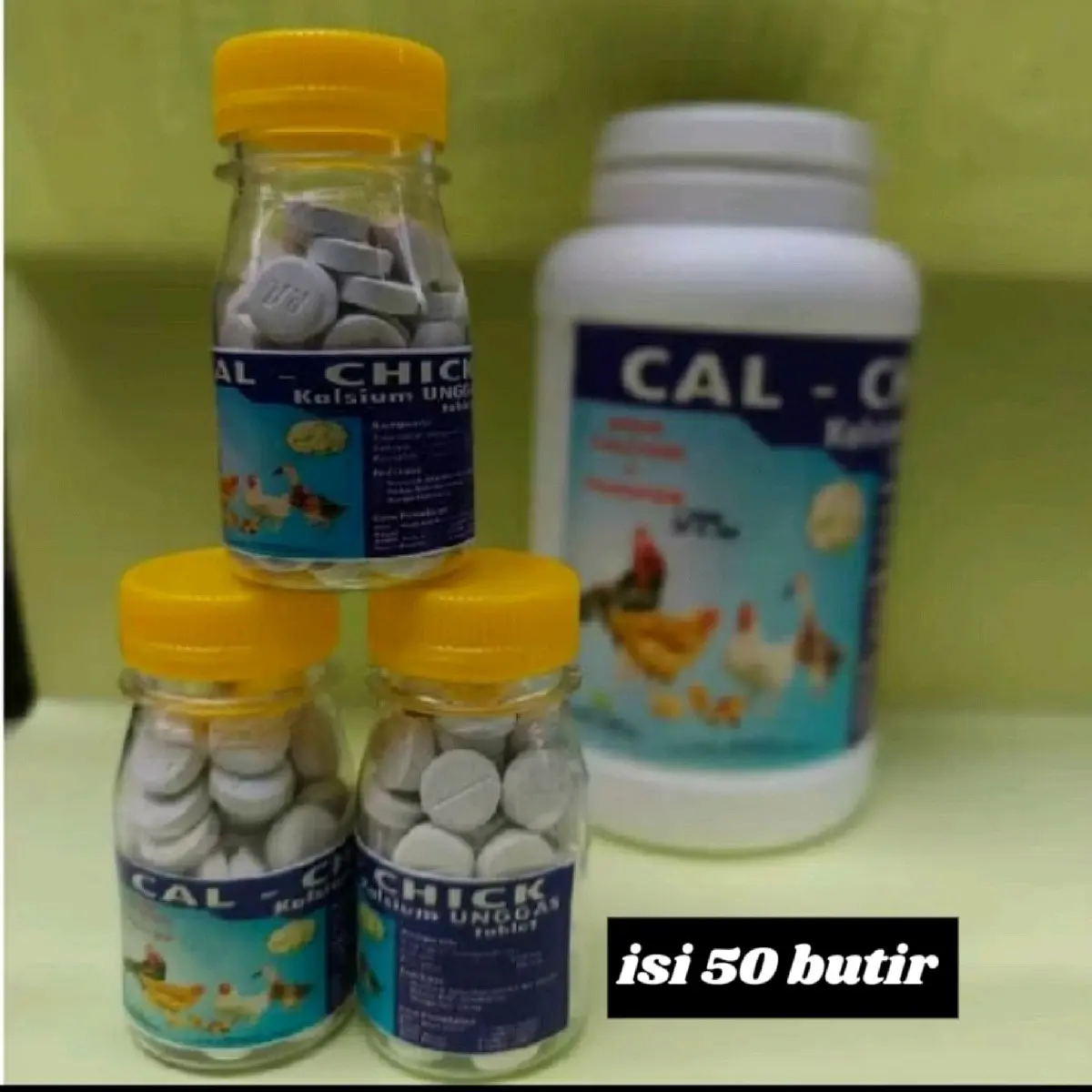 OBAT TULANG KALSIUM ISI 50 BUTIR /CALK untuk Merpati & Ayam dan Lainnya Vitamin Raffa bird farm