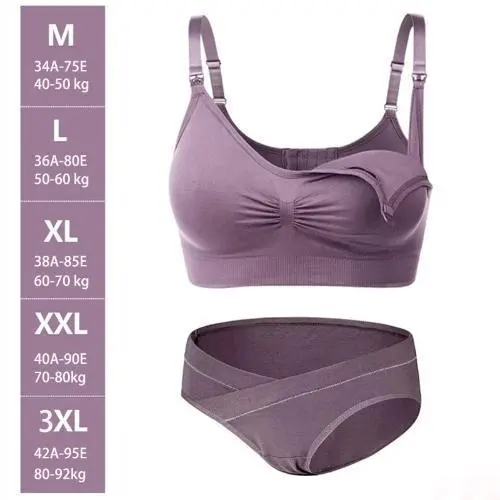 Penawaran produk baru Satu set pakaian dalam bra menyusui bahan katun bersalin yang nyaman tanpa kabel warna solid 937 & 20020 2