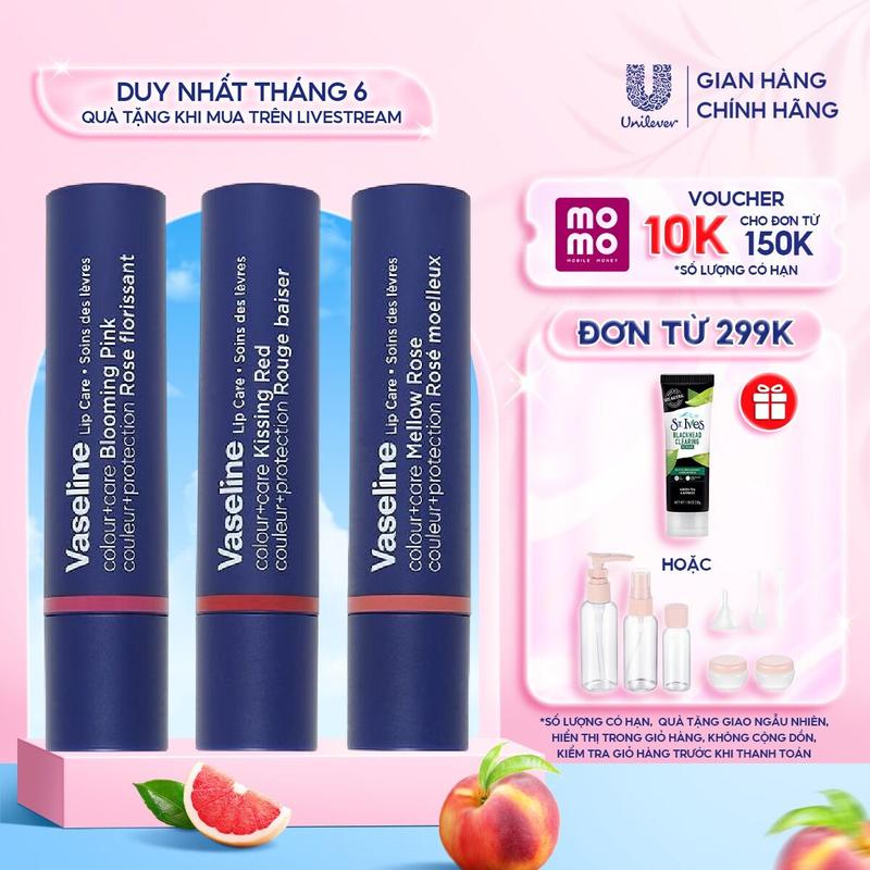 [Live] Son dưỡng môi Vaseline Lip Care Colour+Care 3g (tùy chọn)