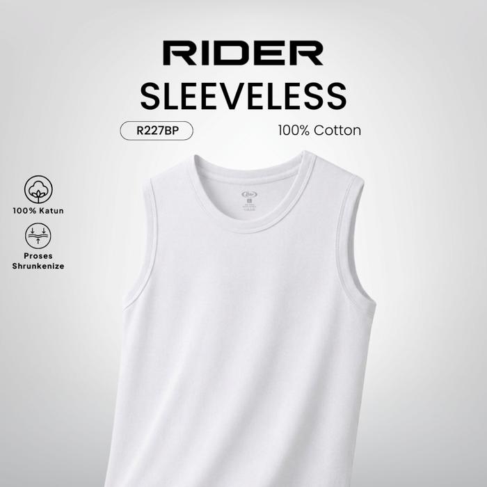 Gambar Rider Sleeveless - Tanktop Pria Round Neck R227BP Warna Putih isi 1 Pcs - Size M dari Rider Authorized Bandung Kota Bandung Tokopedia