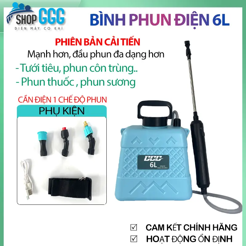 (Phiên bản mới) BÌNH XỊT ĐIỆN 6L - 9L giá cực rẻ, chất lượng cao, nhỏ gọn, dễ dàng sử dụng, phun thuốc trừ sâu, thuốc muỗi, phun sương, tới cây...