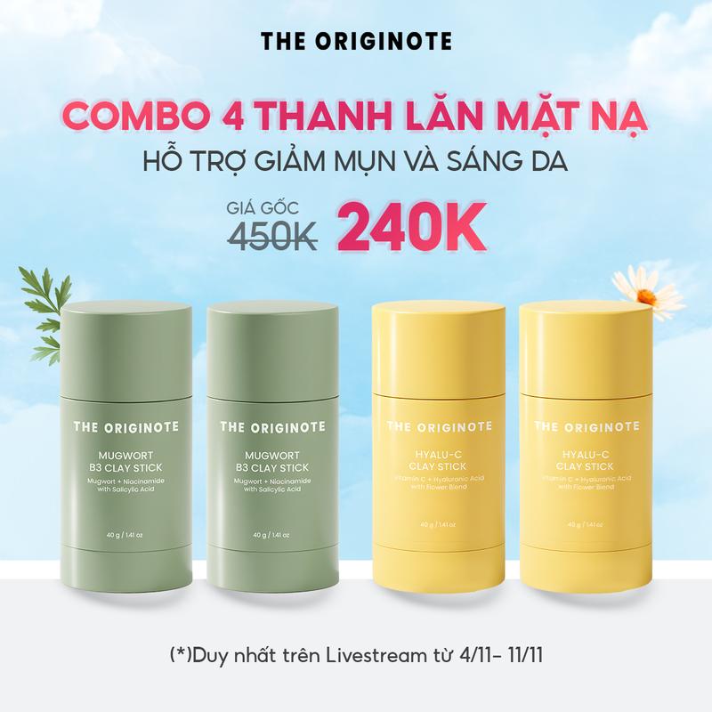 【Combo 4 【Ưu đãi livestream The Originote thanh lăn mặt nạ hỗ trợ cải thiện mụn làm sáng và săn chắc làn da
