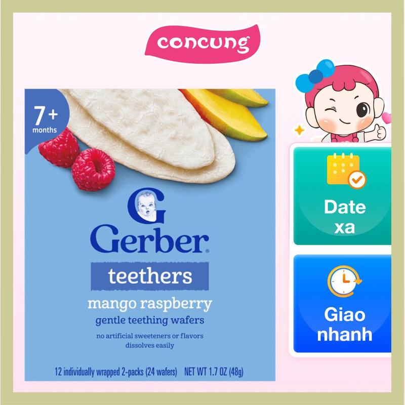 chất lượng tốt Bánh ăn dặm Gerber vị Xoài, Mâm Xôi 6hộp x 48g