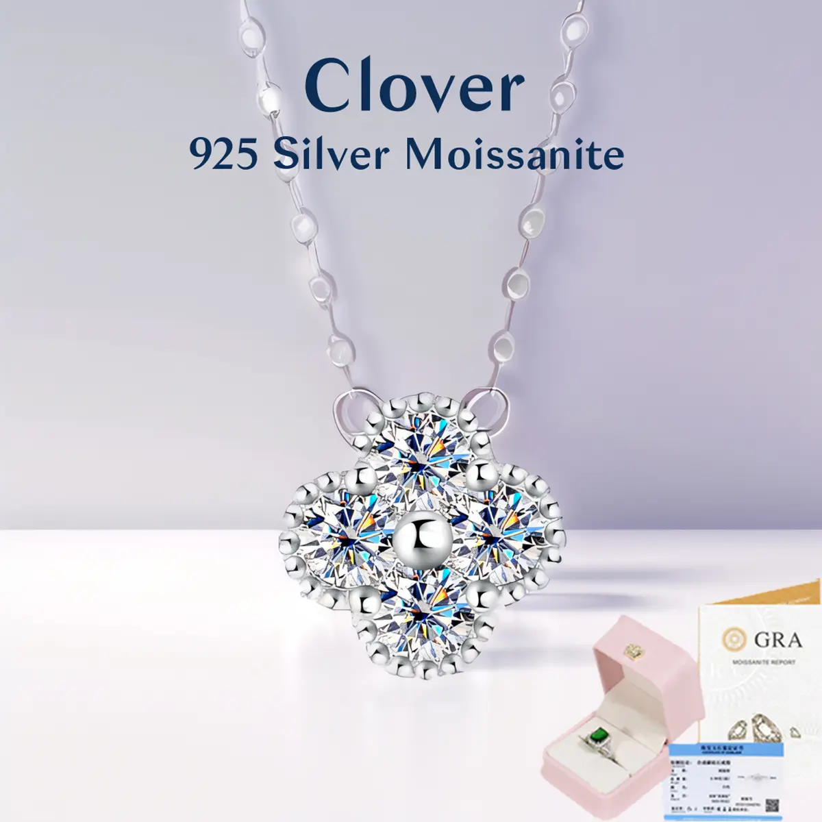 【#MP09·Clover】BUY 1 FREE 1 S925 Sterling Silver Moissanite Pendant Daily 18"