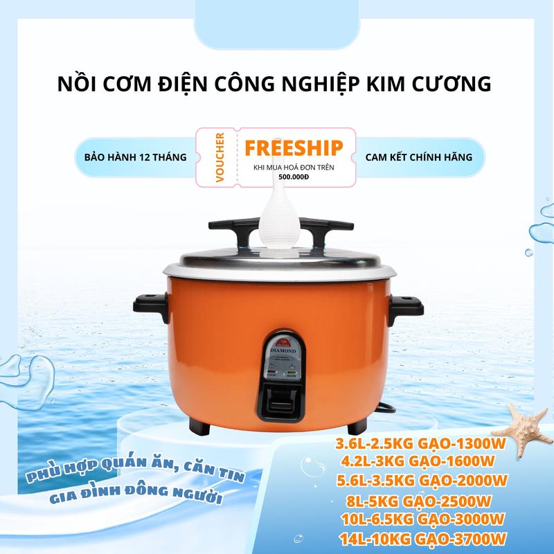 [Hàng Việt Nam Cao Cấp] Nồi Cơm Điện Công Nghiệp Kim Cương - Dung Tích Từ 3.6L Đến 5.6L, Tiết Kiệm Điện, Chất Lượng Cao
