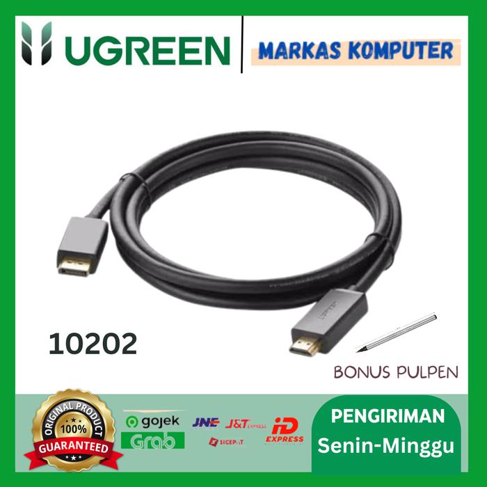 Gambar Kabel DP Male to HDMI Male UGREEN 10202 2M Black dari MARKAS KOMPUTER STORE Kota Administrasi Jakarta Barat Tokopedia