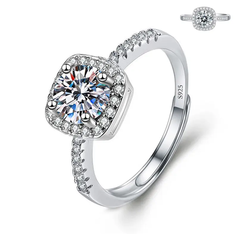 Deluxe square bag 1 carat ring
