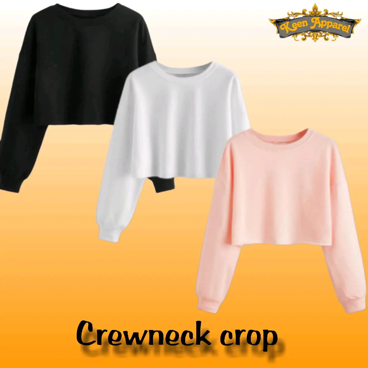 Crewneck Crop Top Polos Anak Perempuan Untuk Usia 3-12 Tahun Baju Fashion Korea
