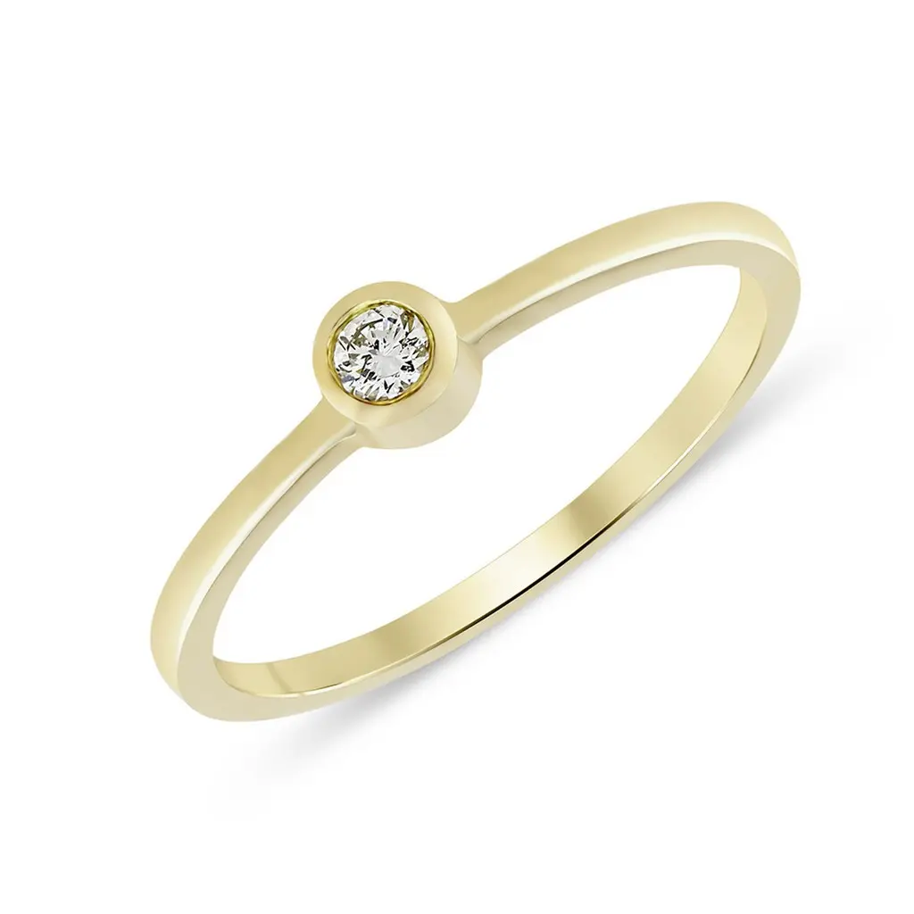 Michael Trio Brushed Idyllic Mini-Diamond Dainty Ring in 14K Yellow Gold