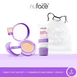 [FYC] Nuface Satzett Glowing Cream 30gr + Nuface Flawless Serum Cushion Light | Medium | Warm Beige + Tas Serut - Set Glowing & Flawless Perawatan dan Makeup Lengkap Untuk Kulit Tampak Halus, Cerah, Glowing, Dan Flawless Dimanapun