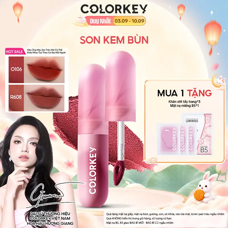 Son Kem Bùn COLORKEY Lip Mud Chất Son Mềm Mịn, Che Vân Môi Tốt, Màu Sắc Thời Thượng, Finish Nhung Lì Hot Hit 2g