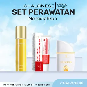 【Spesial Store Sale】Paket Skincare CHALONESE Original Official Store – Brightening Cream, Sunscreen SPF 50+ PA+++ dan Serum Gold untuk Perawatan Harian Kulit Cerah, Sehat, dan Terlindungi