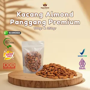Kacang Almond Panggang Premium 250g & 100g Roasted Almond Sumber Protein Nabati Sehat Otak Kontrol Gula Darah COD Makassar