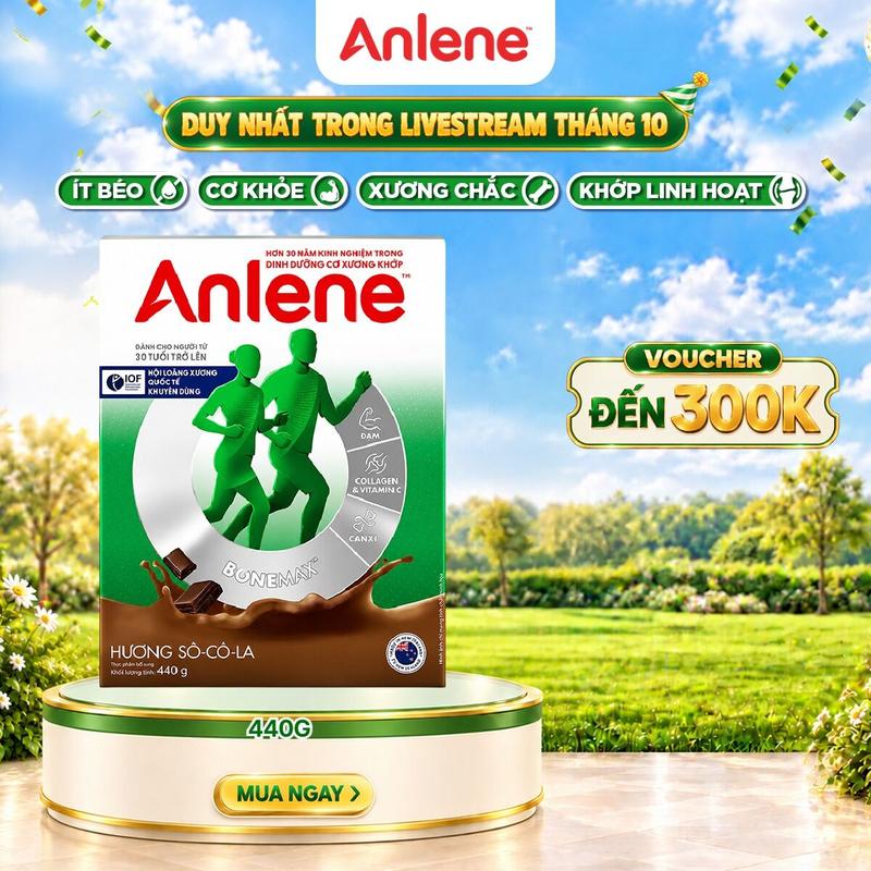 Sữa bột Anlene hương Chocolate hộp 440g ít béo giúp tăng cường cơ xương khớp chắc khỏe