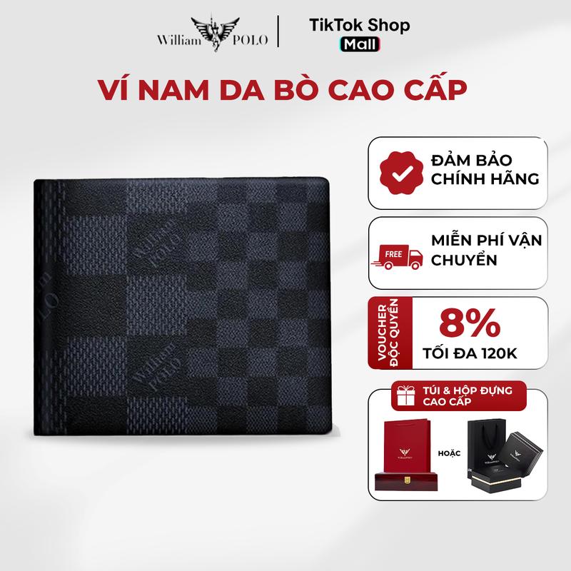 Ví nam da bò cao cấp William Polo POLO231629 chất liệu da bò cao cấp có đủ túi xách hộp đựng