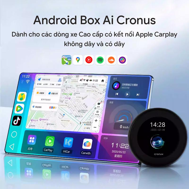   Bản Cao Cấp  Android Box Cronus - Cấu hình khủng Chip Snap 6125 sử dụng mượt mà Có Khe Sim 4G+WIFI+GPS Bảo hành 12 tháng Phù hợp cho xe có kết nối carplay không dây và có dây Vinfast,BMV Mec,Lexus 
