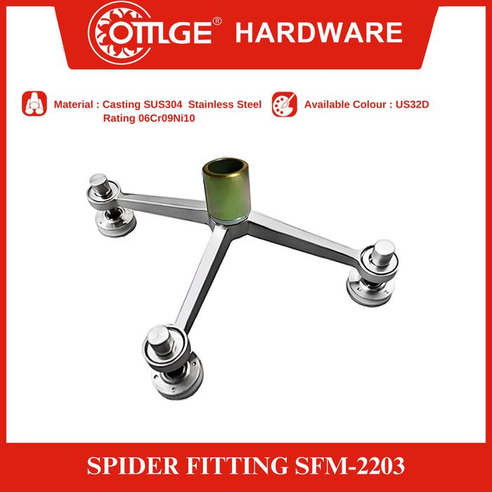 Gambar Spider Fitting/Penjepit Kaca OMGE SFM-2203-US32D. dari OmgeHardware Kota Administrasi Jakarta Utara Tokopedia