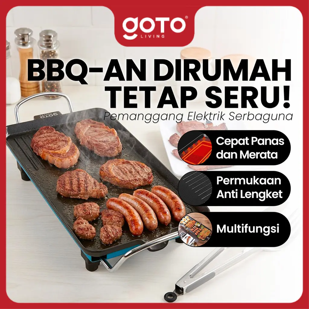 (Crazy Deal) Goto [COD] Eiji Pemanggang Elektrik Alat Gill Pan BBQ Anti Lengket