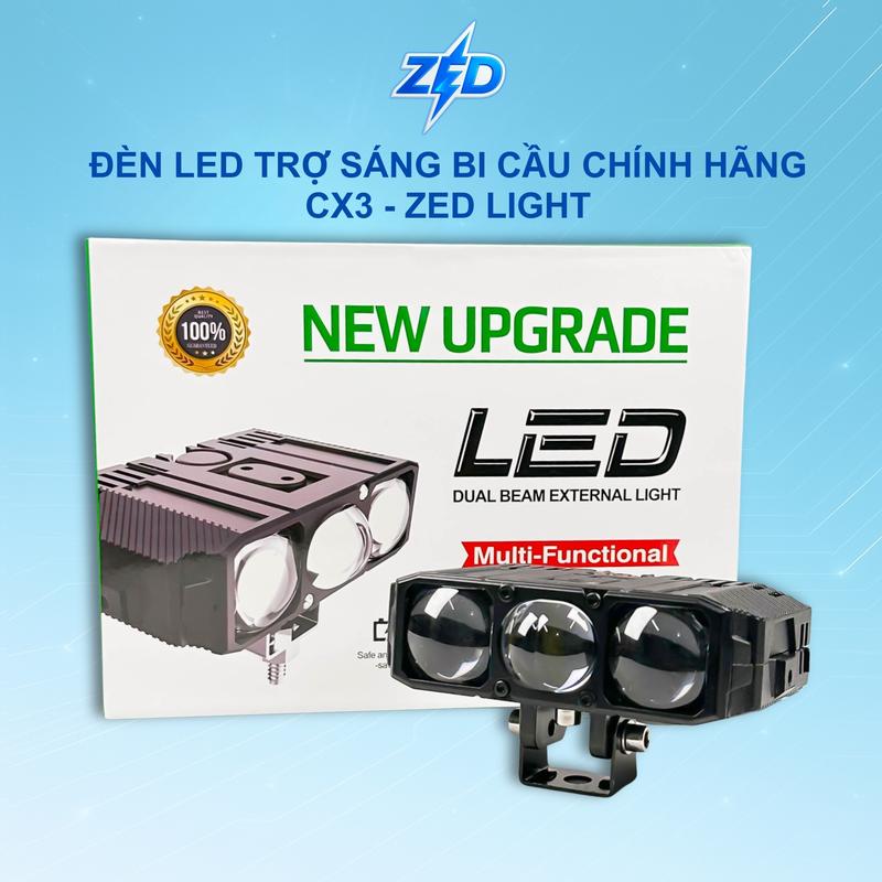 Đèn Trợ Sáng Cao Cấp CX3 ZED LIGHT - 85W 3 Bi Cầu, Cắt Sáng Chống Chói, Cos Trắng Pha Vàng Chống Nước IP68 - Lắp Oto Xe Máy - Bảo Hành 12 Tháng