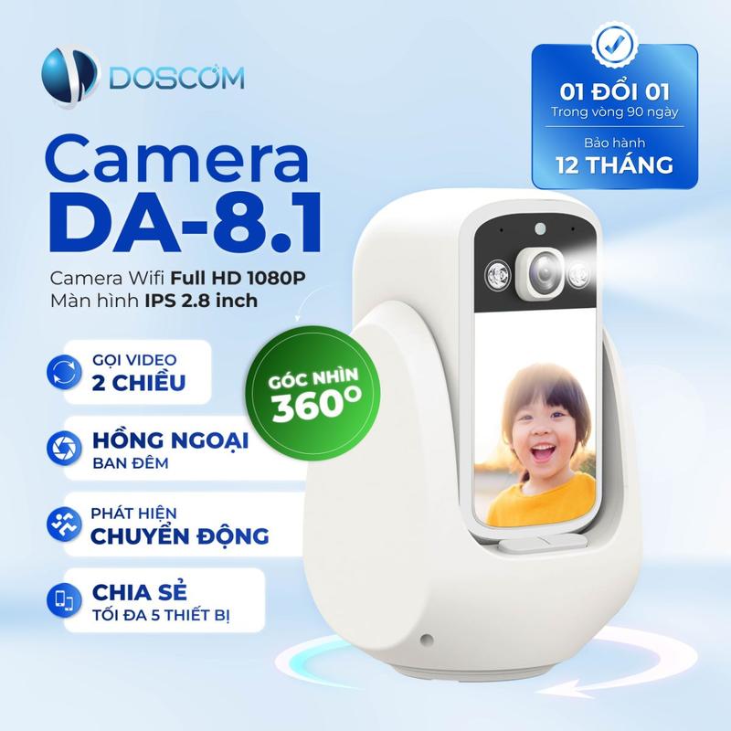 Camera Gọi Video 2 Chiều Doscom D DA-8.1 Phù Hợp Với Gia Đình Có Người Lớn Tuổi…