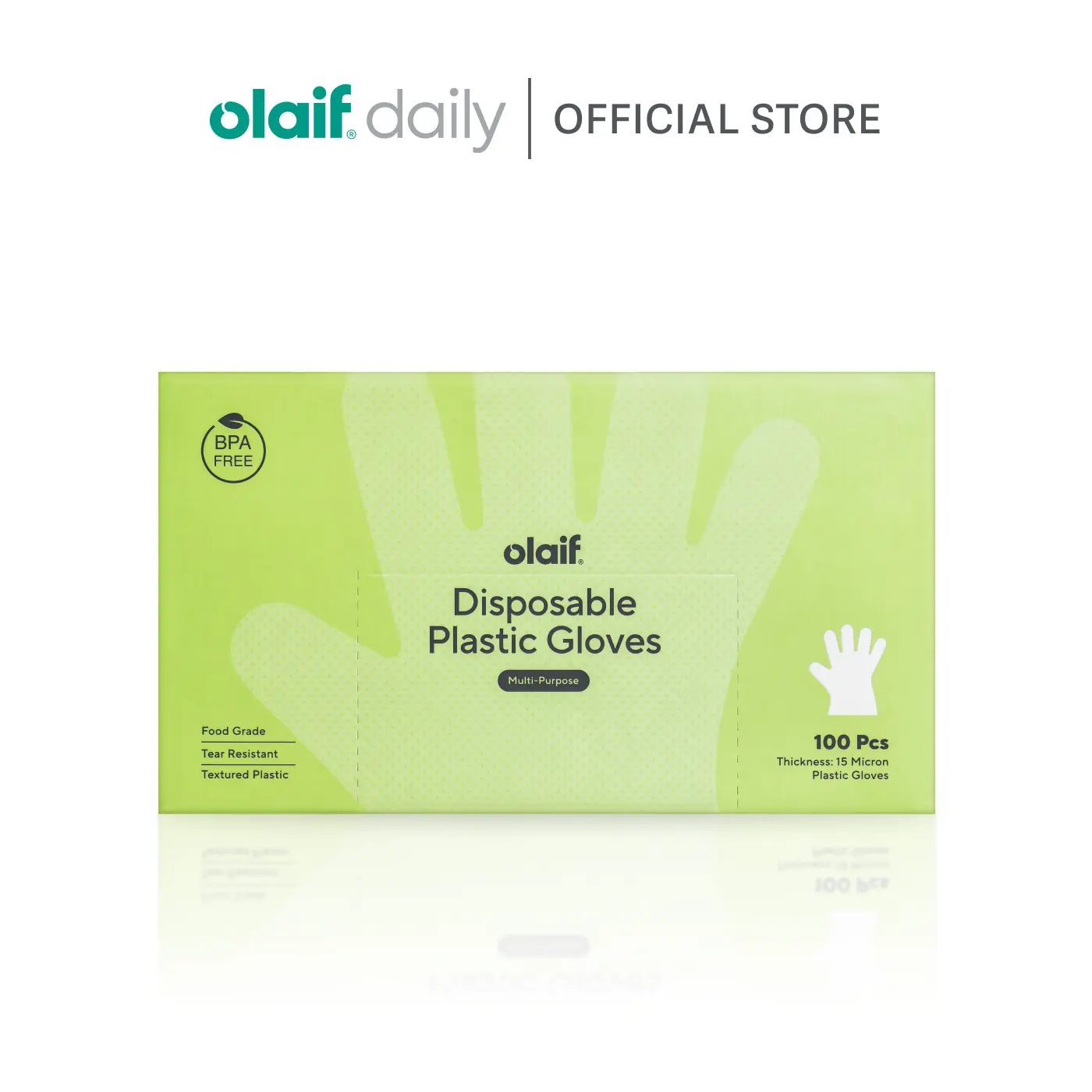 Olaif Daily Disposable Plastic Gloves - 100 pcs (15 micron) - Sarung Tangan Plastik