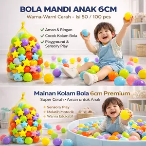 Bola Mandi Bola Anak SNI – Isi 50 / 100 pcs Warna-Warni, Mainan Playground Aman & Lembut