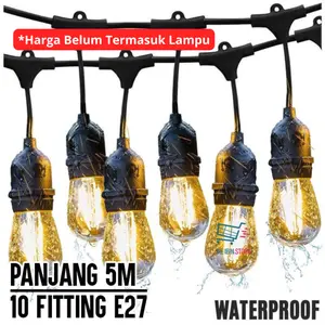 COD Kabel Fitting Lampu Cafe Kafe Gantung Outdoor E27 Filamen Dekorasi Hias lampu  led warna kuning 5 10 20 fitting bohlam  cafe aesthetic